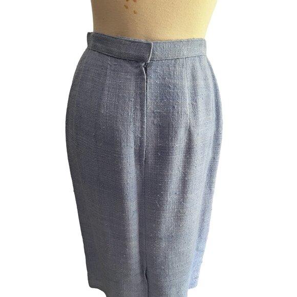 Vintage Ricky Bo Hilton Hotel Baby Blue Tweed Skirt Suit Sz Small Womens - Picture 9 of 10